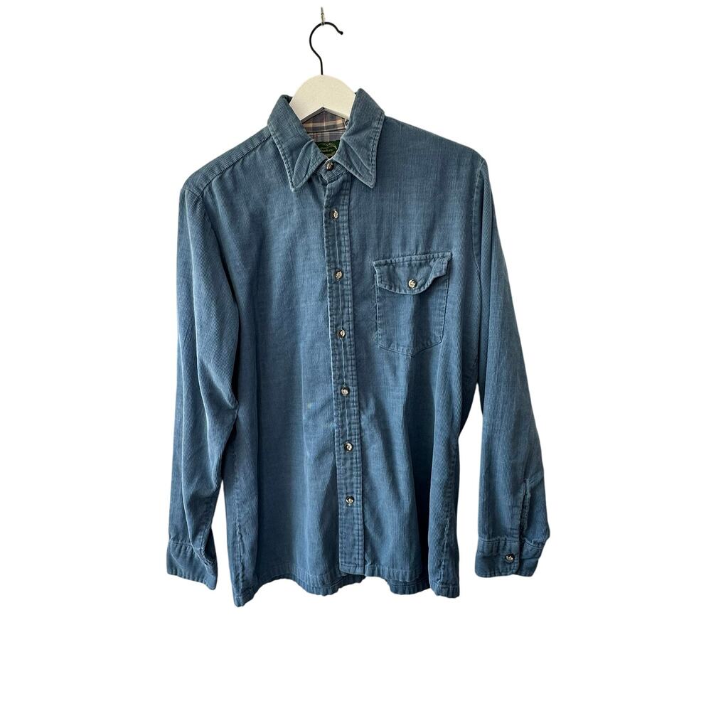 Vintage Northeast Traders Blue Corduroy  Button Up Shirt Men's Medium USA